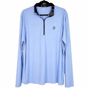 Greyson Quarter Zip Pullover Shirt Mens XL Blue Camo Collar Performance Golf Run
